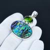Natural Abalone Shell With Peridot Stone Pendant Necklace Pendants\Pendants For Her\Peridot Necklace Pendant\Antique Handmade Pendant