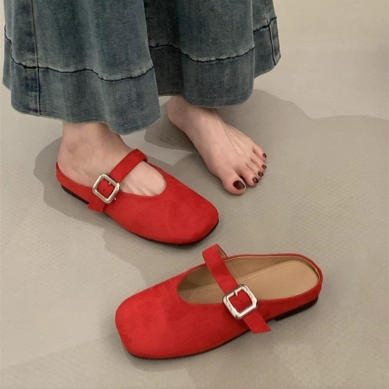 Baotou Half Slippers Women's Outwear Lazy Minimalist Flat-bottomed Versatile Slippers