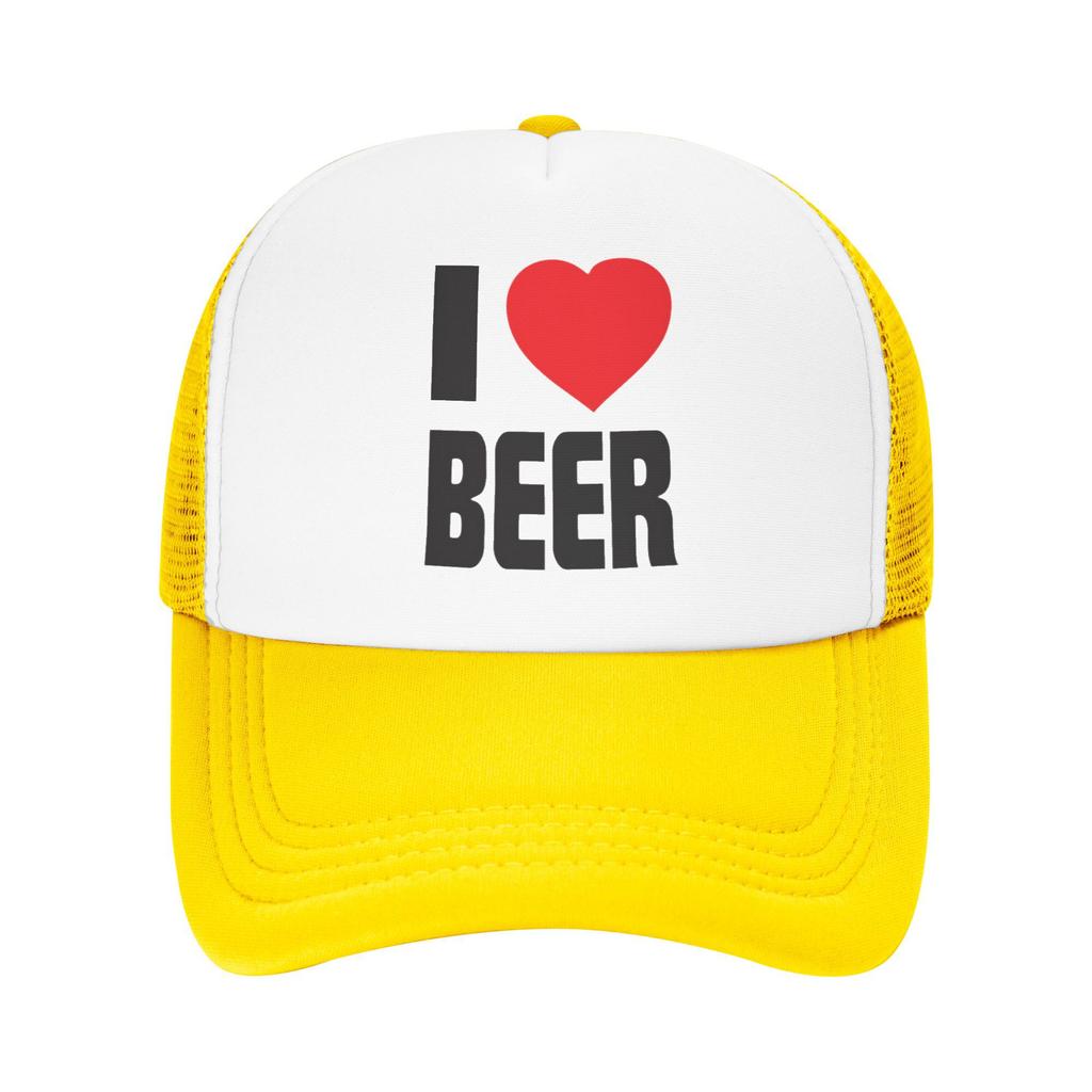 I Love Beer Trucker Hat Breathable Mesh Baseball Cap Casual Adjustable Summer Unisex Adult Headwear
