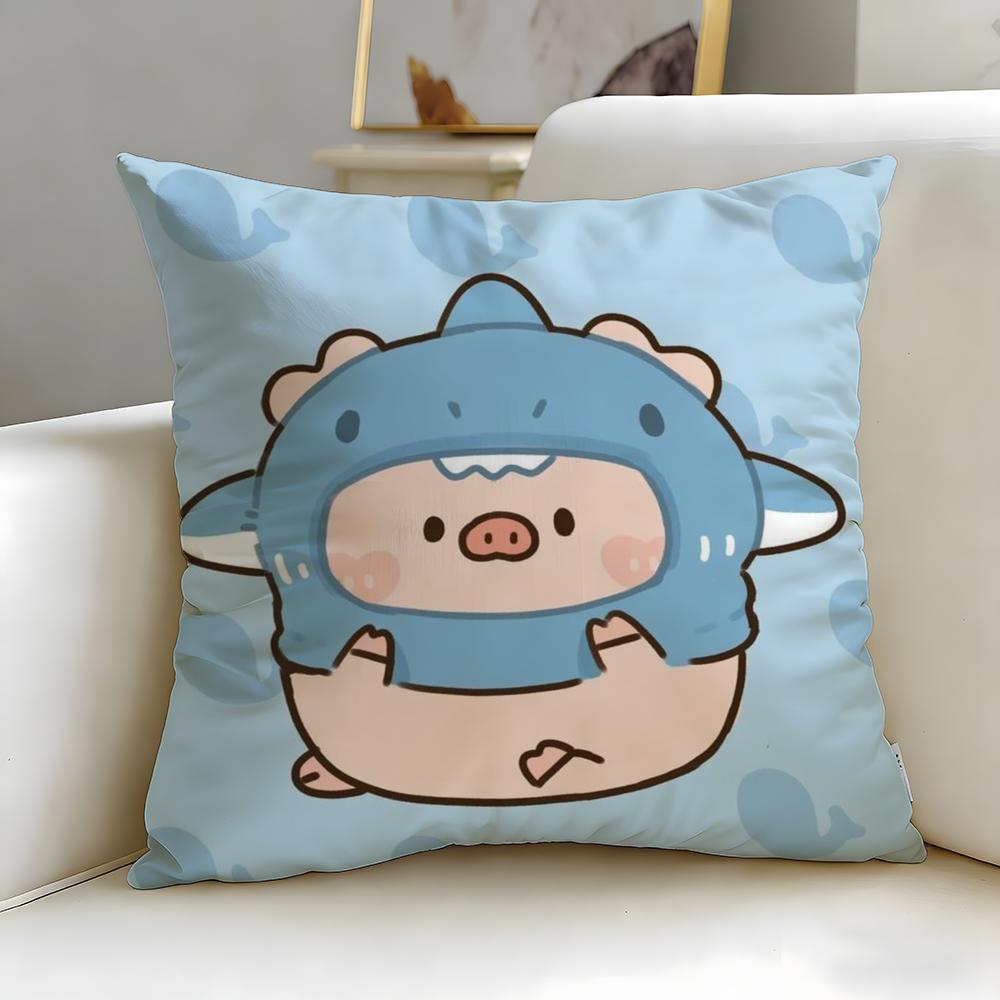 popular cartoon character pig pink Lulu Cushion Cover Soft & Easy-Wash Pillow Case – Versatile for Couch, Bed, Travel and Office