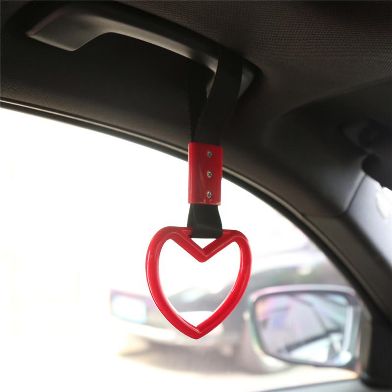 Train Bus Car Handle Hand Strap Ring Heart Styling Drift Charm Strap Car Interior Safety Grab Handle Rear Bumper Warning Ring
