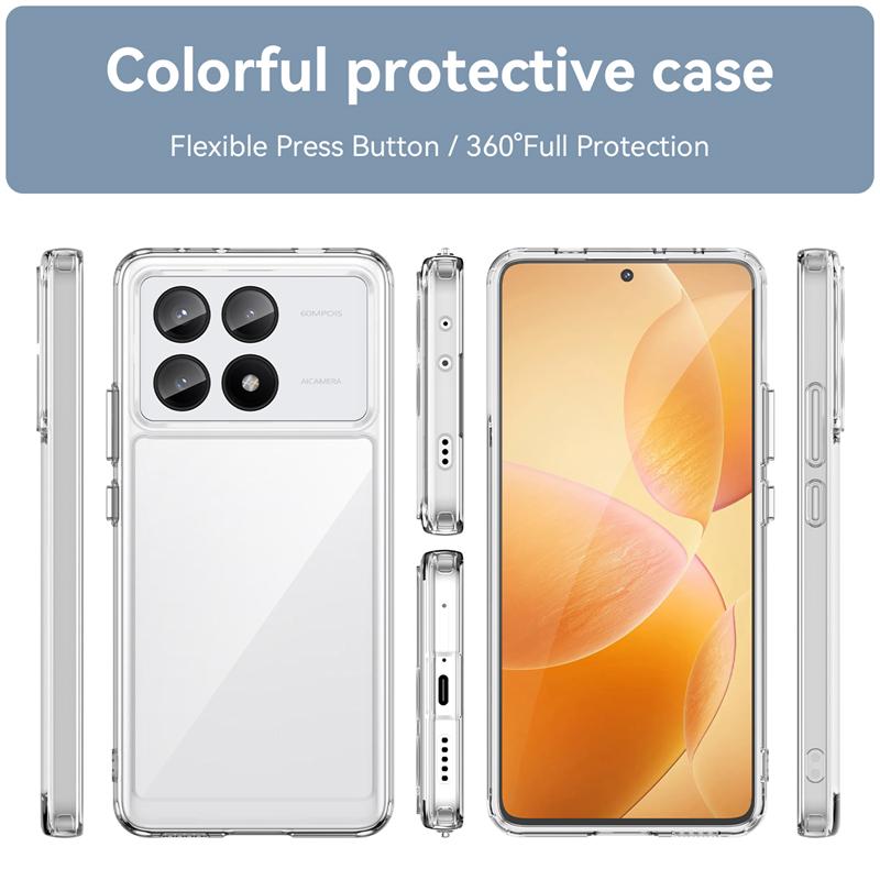 For Poco F6 Pro Case Cover Xiaomi Poco F6 Pro Capas Phone Bumper Armor Shockproof Transparent Colour Clear Fundas Poco F6 Pro