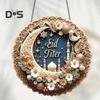 Eid Mubarak Door Sign Moon Star 2D Acrylic Pendant Islamic Ramadan Decoration Door Hanging Sign for Ramadan Mubarak Eid Decorations