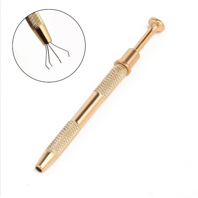 

Precision 4-Claw Extractor Straight Curved Tip Selflock Welding Tweezers Remover Tool Electronic Component Nut Repair Craft Tool Golden