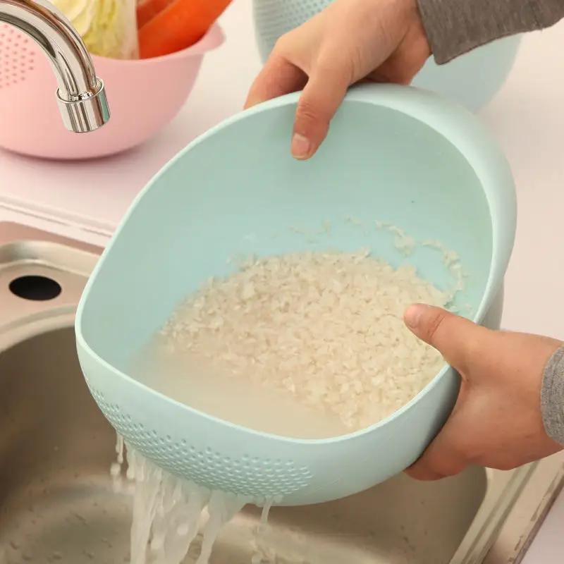 

Rice Bowl Drain Basket Fruit Bowl Washing Drain Basket Multi-purpose Home Kitchen Organizer Rice Basket Screen Filter Colander