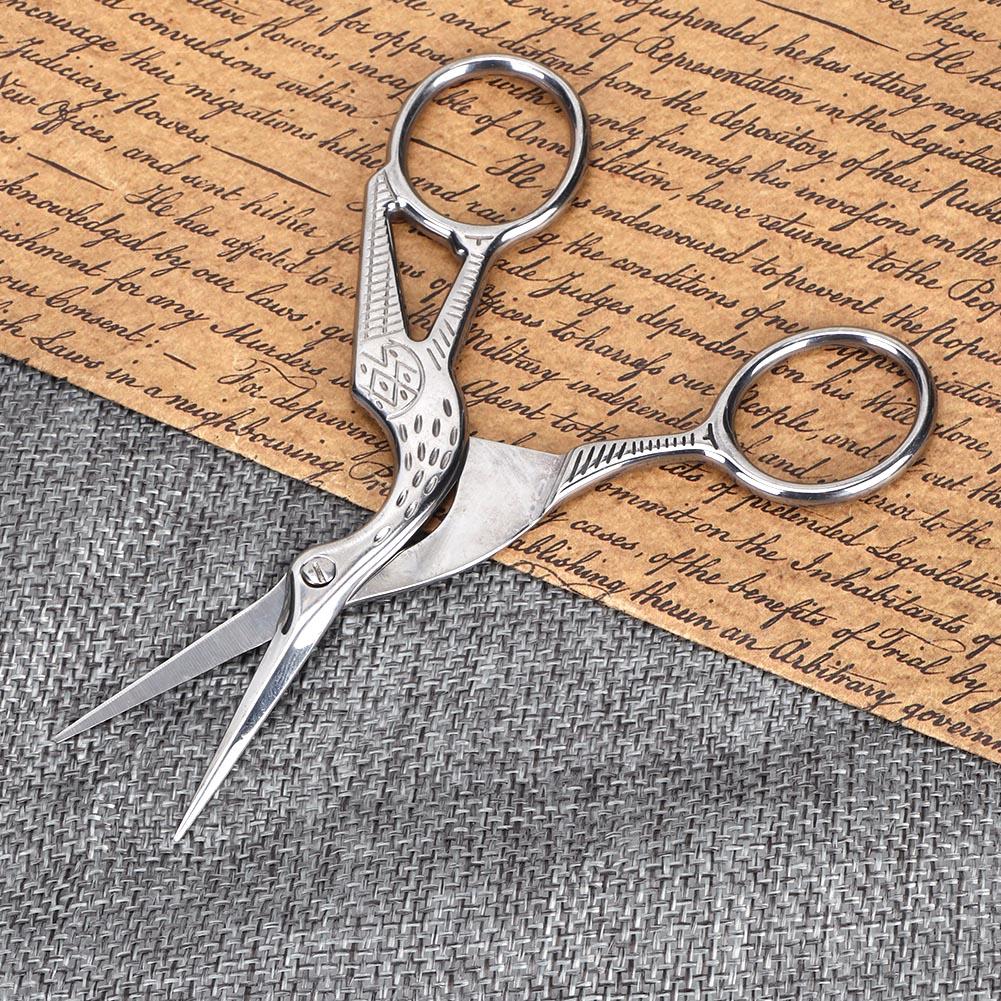 Stainless Steel Retro Style Crane Shape Sewing Scissor Tailor Handcraft Cutting ShearSilver