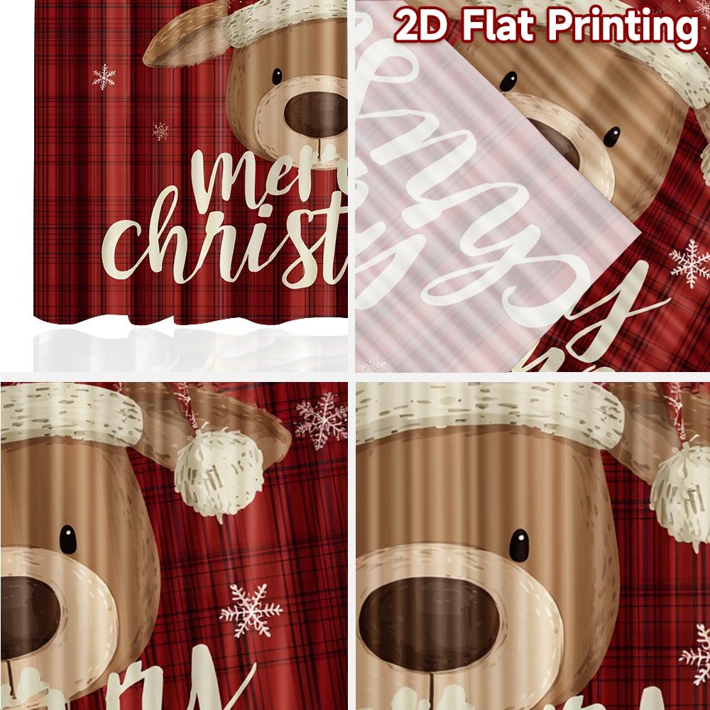 2pcs, 2D FLAT PRINTING Curtains (Without Rod) FestiveReindeer Modern Fashionable Curtainments during the Christmas holiday