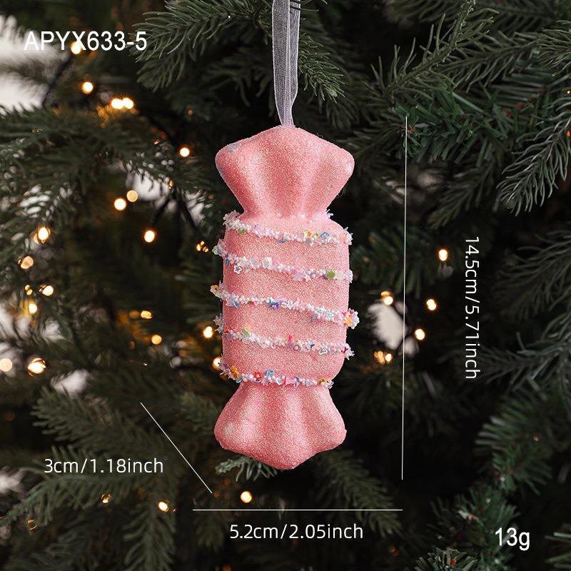 New Christmas Ornaments Cute Pink Cartoon Macaron Foam Candy Christmas Tree Pendant Pendant Props