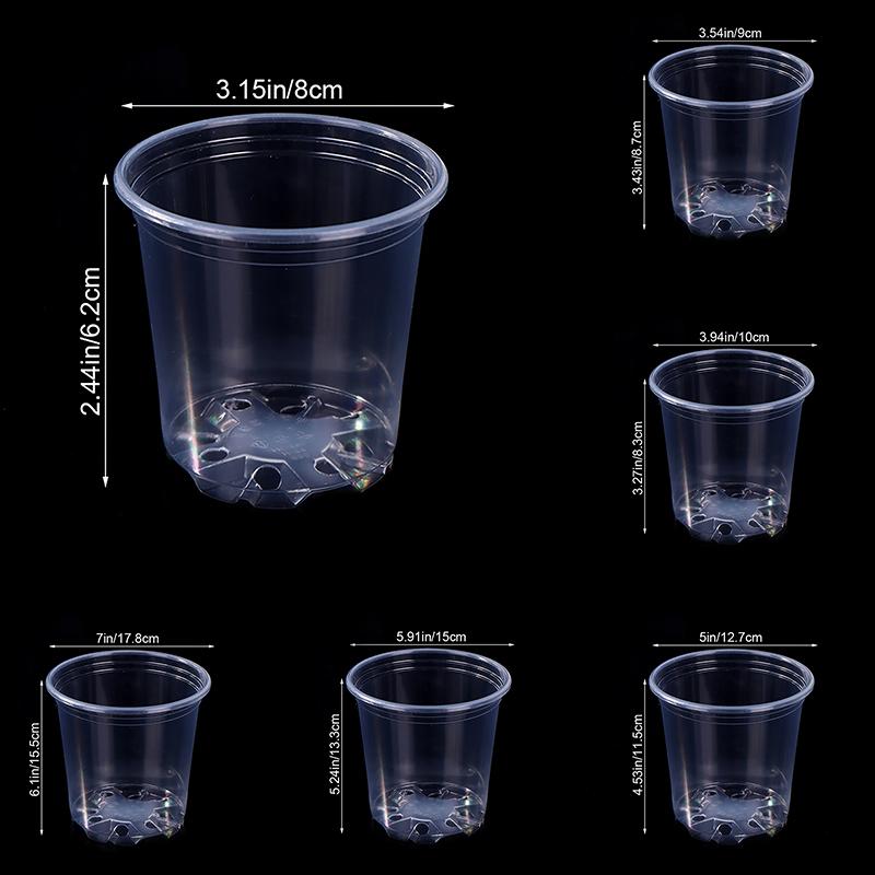5 Stück Transparenter Plastik-Blumentopf Drainageloch Topf Gartenarbeit Wurzelwachstum Sichtbarkeit Für Alle Pflanzen Wasserschadenschutz