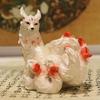 Nine Tailed Foxes Ornament Hand-Painted Resin Craft Ornament Lucky Feng Shui Decor in Buddhist Temples Chinese Living Room Decor