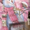 Snowman Snowflake Pink Christmas Tree Sheer Curtains for Living Room Decoration Window Curtains Kitchen Tulle Voile Curtains