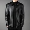 Autumn Genuine Leather Jacket for Men, Slim Short Lapel Leather Jacket, Middle-aged and Elderly Men's Genuine Leather Jacket for Dad