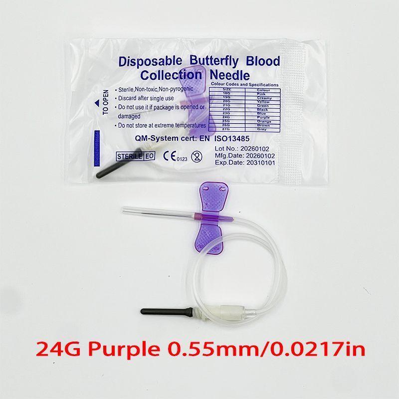 Veterinary Disposable Sterile Double-Bladed Venous Blood Collection Needle for Cats and Dogs, 50-Pack Affordable Packaging