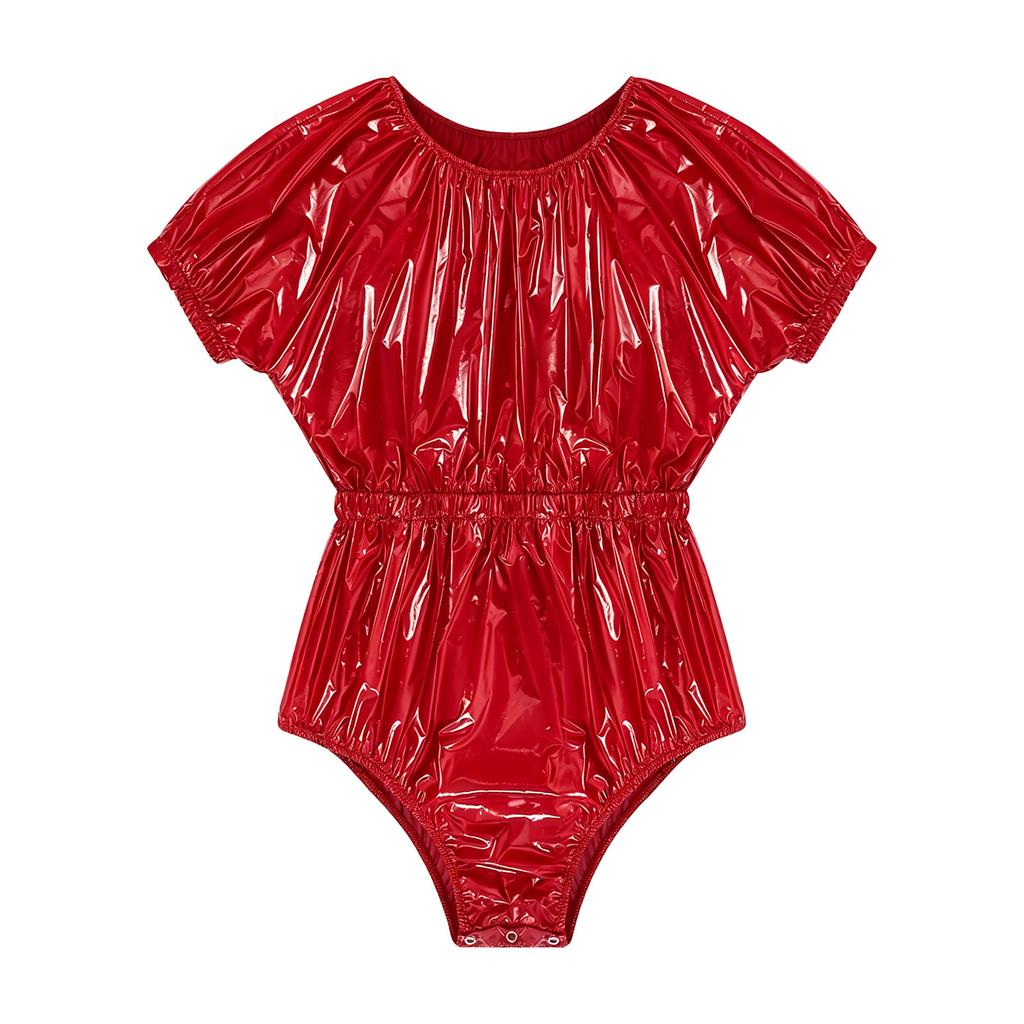 Mens Waterproof Diaper Cover Jumpsuit Buttoned Crotch Short Sleeve Leakproof Bodysuit Adaptive Swimwear