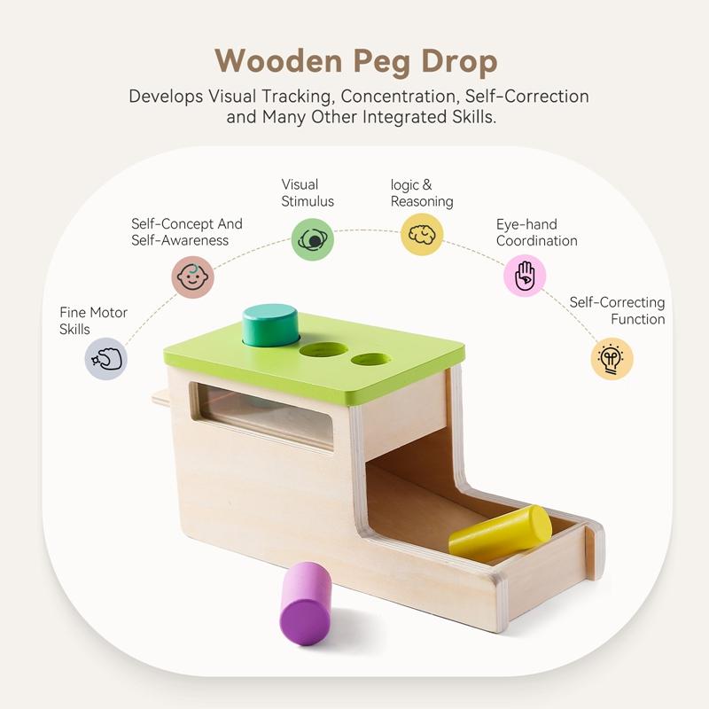Montessori Baby Wooden Toys Macaroon Color Permanence Chasing Box Color Shape Cognition Match Educational Sensory Toy Baby Gifts