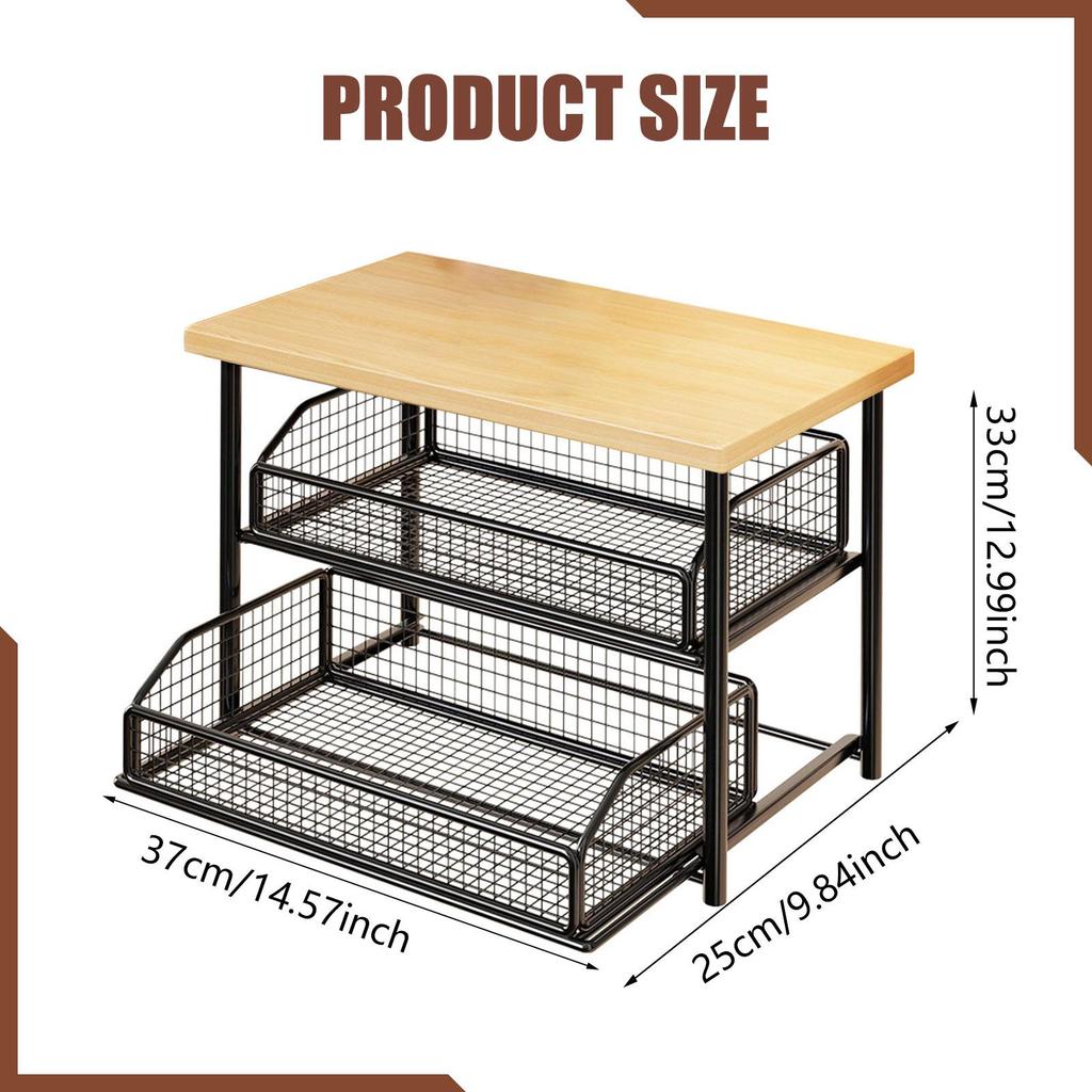 Coffee Machine Storage Shelf Countertop Organizer Space Saving Rack Pull Out Tea