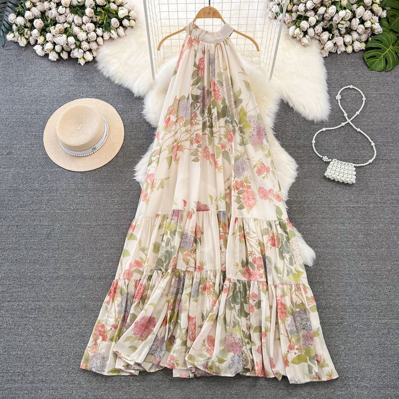 Open Back Chiffon Elegance Large Swing Seaside Holiday Beach Dress
