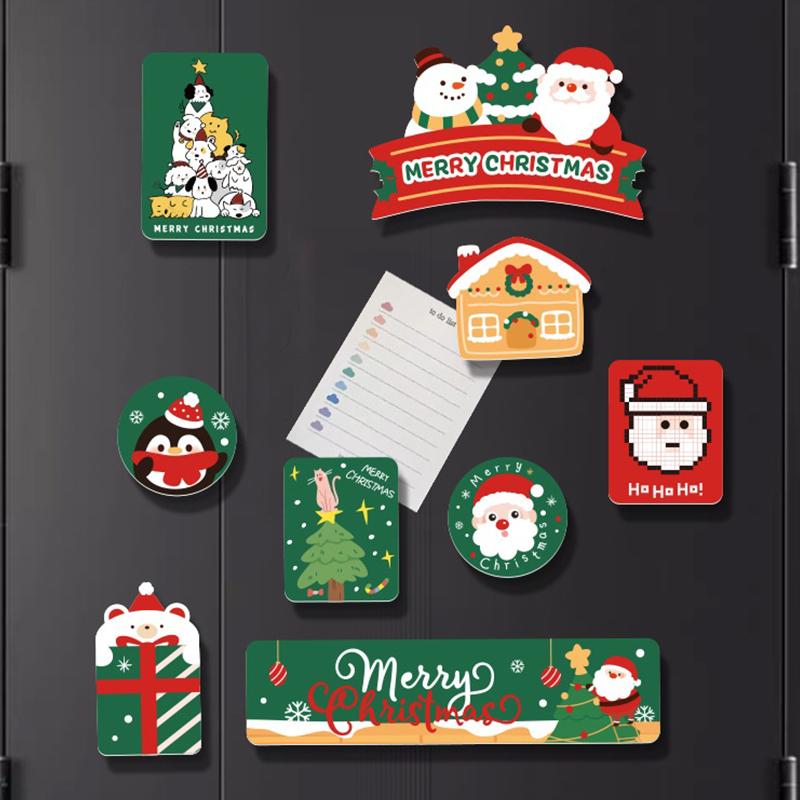 Artistic Christmas Fridge Magnet Collection - DIY Designs of Santa, Snowman and Christmas Tree - Perfect Kitchen Present