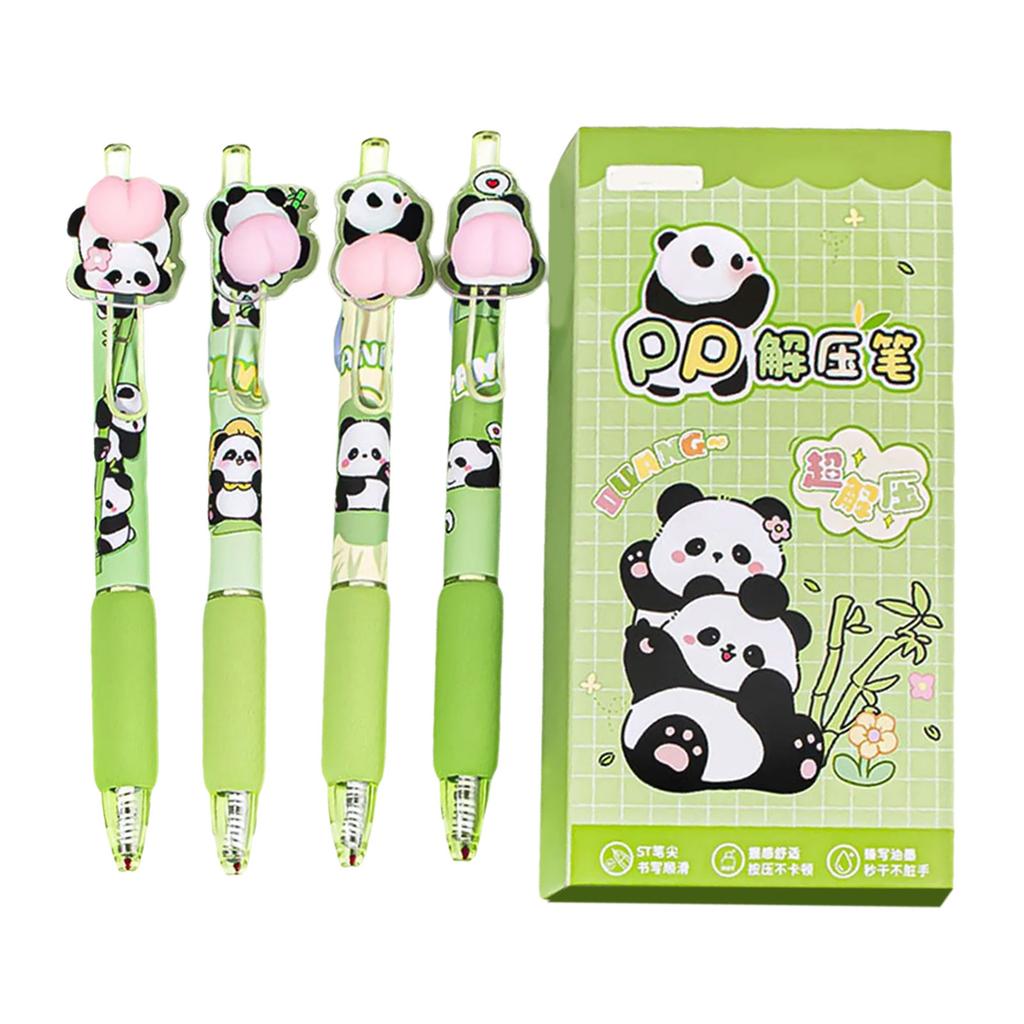 4 Pcs 0.5mm Gel Ink Pen Cartoon Panda Neutral Pen Retractable Black Ink Pen Lovely Capybara Pressing Pen for Journaling