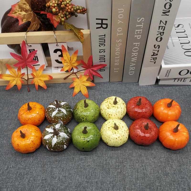 6/12pcs Simulated Pumpkin Decoration 6cm Vegetable Model Yellow / White Halloween Family Party Atmosphere DIY Decorations