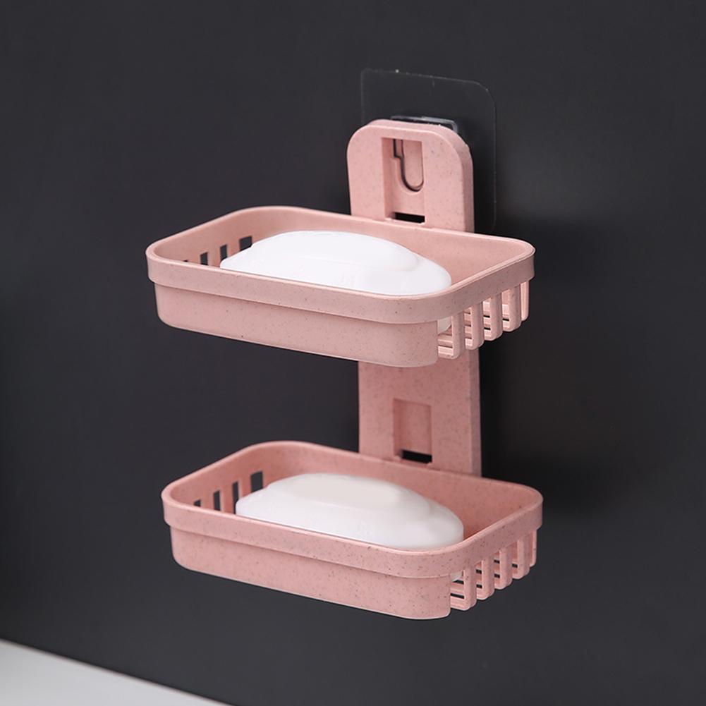 Double Layer Soap Dish Tray Rack Waterproof Wall Mount Soap Dish Holder for Bathroom, Tub and Kitchen Sink Punch-Free