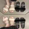 Popular Mao Mao Rhinestone Cool Slippers Women's 2025 Summer New Outer Wear Skirt Casual Versatile Flat Bottom Cool Slippers