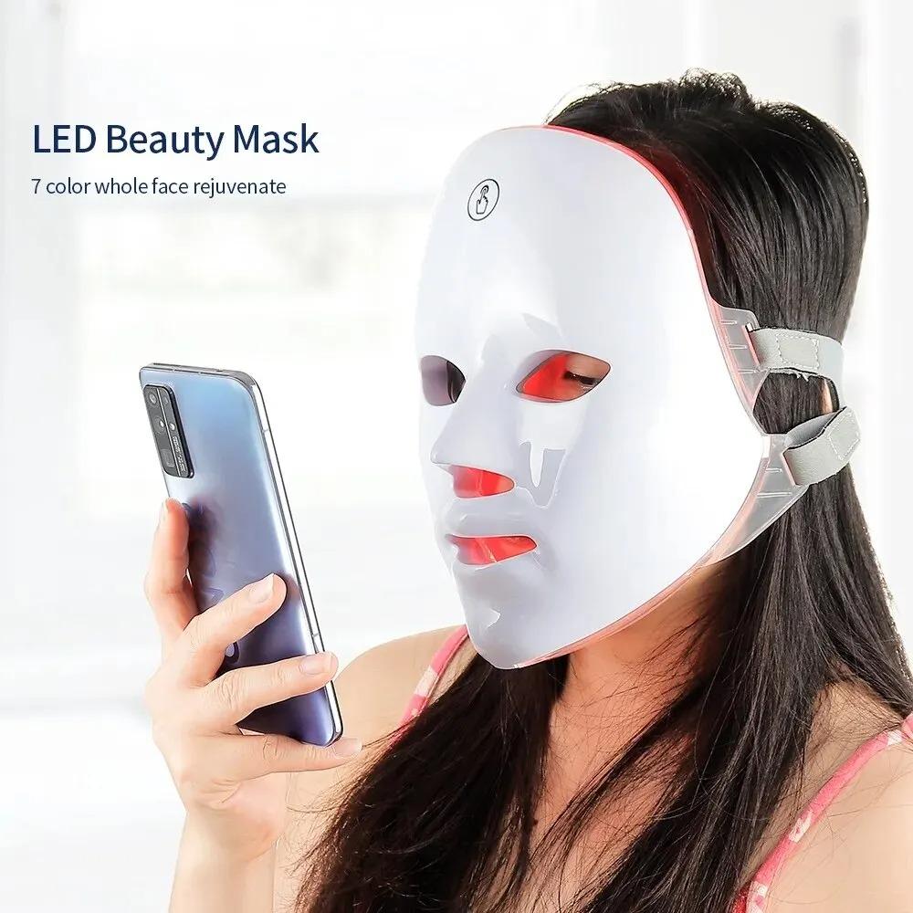 7 Colors Led Facial Mask Beauty Machine Spectrometer Light Photon Rejuvenation Therapy Acne Wrinkle Korean Home Removal Beauty Skin Care