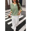 VEZFAA Women's Fashion Casual Spring Autumn Stripe Print Long Sleeve O-Neck Blouses & Shirts