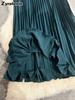 Wavy Edge Pleated Skirt High Waist Slimming Office Wear Versatile Long Dress for Women