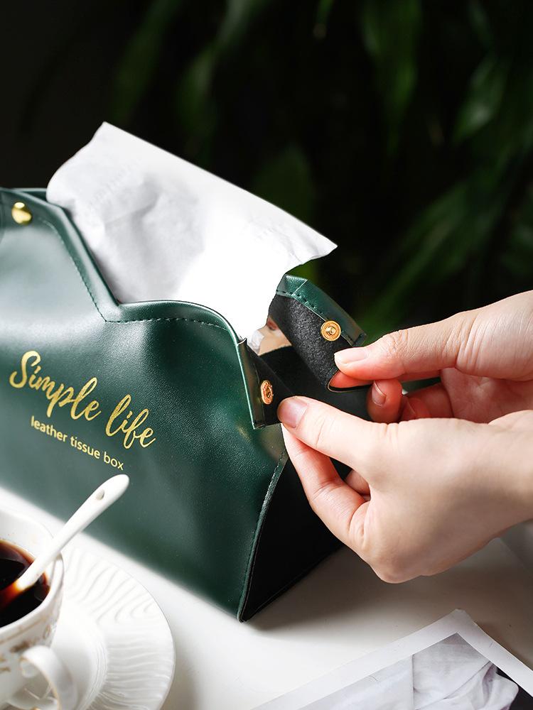 Nordic PU Leather  Tissue Box holder Car Tissue Case Living Room Pumping Paper Storage box Napkin Holder Desktop Napkin Holder