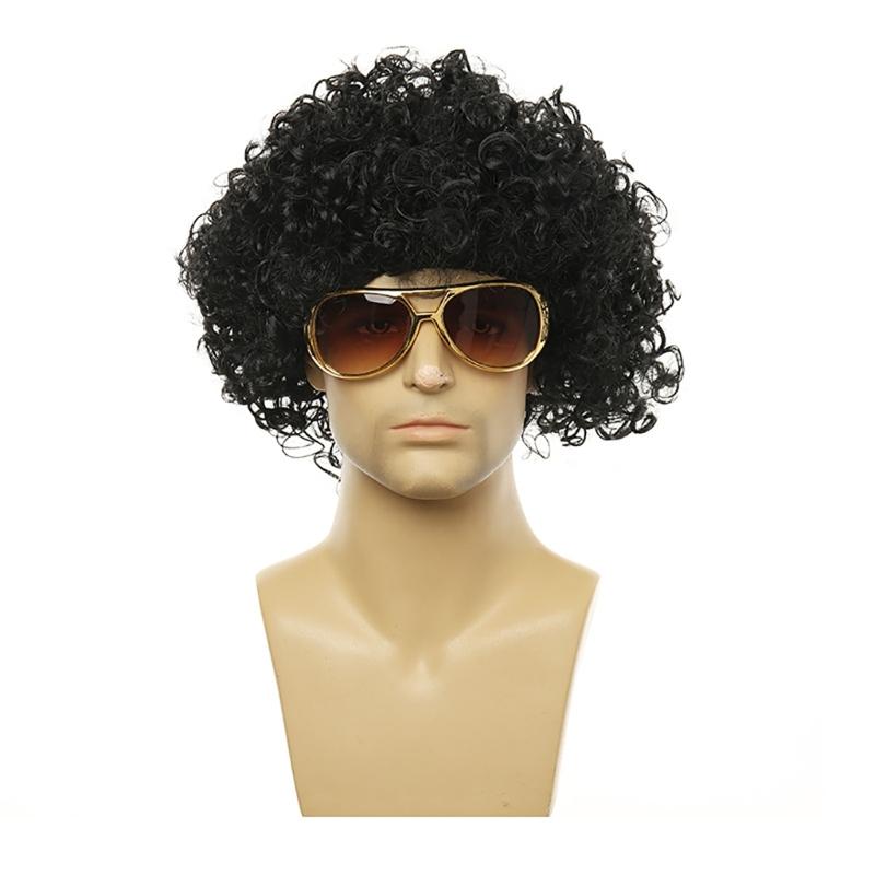 Men's 80s Disco Costume Accessories Set Women Hippie Costume Set Curly Wig Necklace Sunglasses for Disco Theme Party