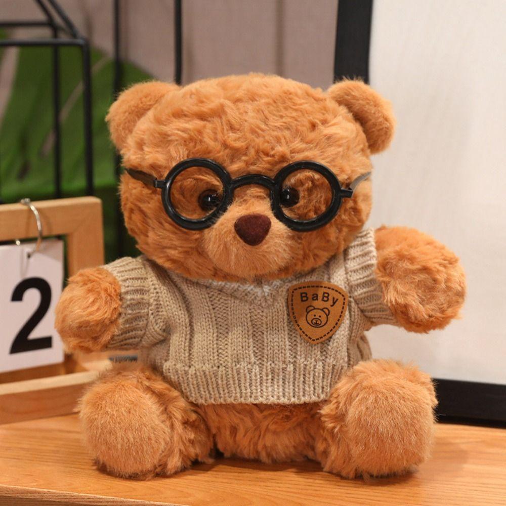 Bow Bear Plush Toy Dress Up Stuffed Animal Pillow Fluffy Plush Bear Doll  Room Decor