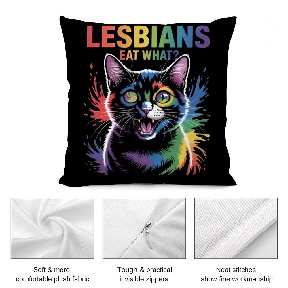 Funny lesbians eat what Cushion Cover Soft Plush Fabric DoubleSided Printed Cushion Covers for All Seasons Modern Home Decor