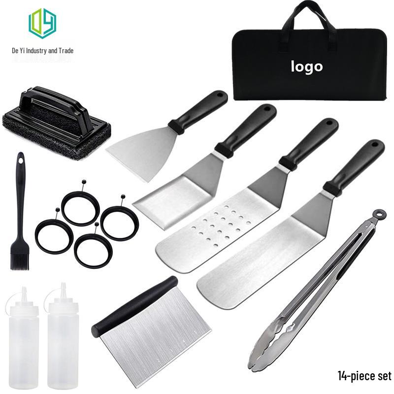 Outdoor BBQ Tool Set: Stainless Steel Grill & Frying Spatulas