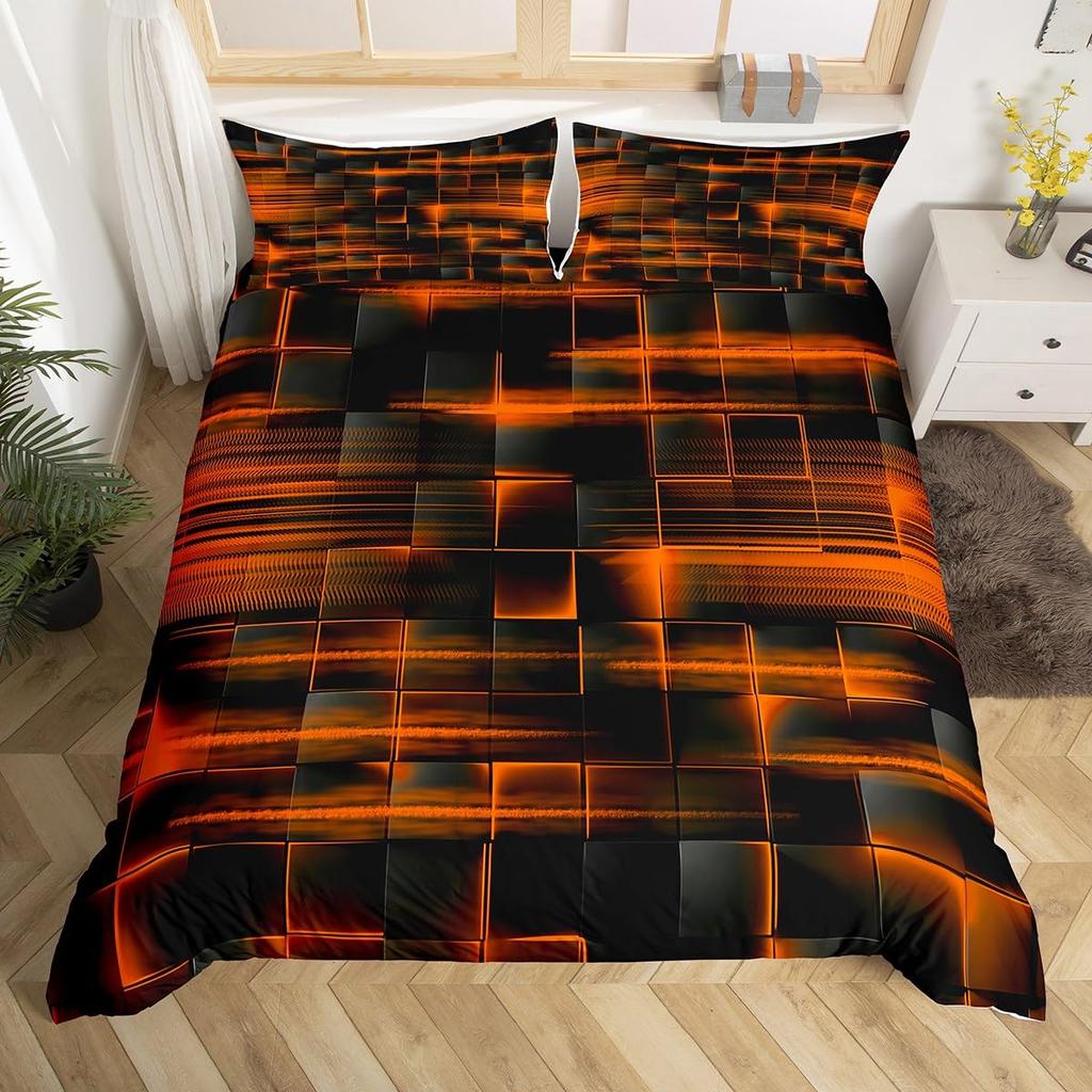 Blå Svart Påslakan King Queen Size Pojkar Flickor Geometri Sängklädesset Geometriskt Täcke Örngott Set Modernt Abstrakt Quiltöverkast
