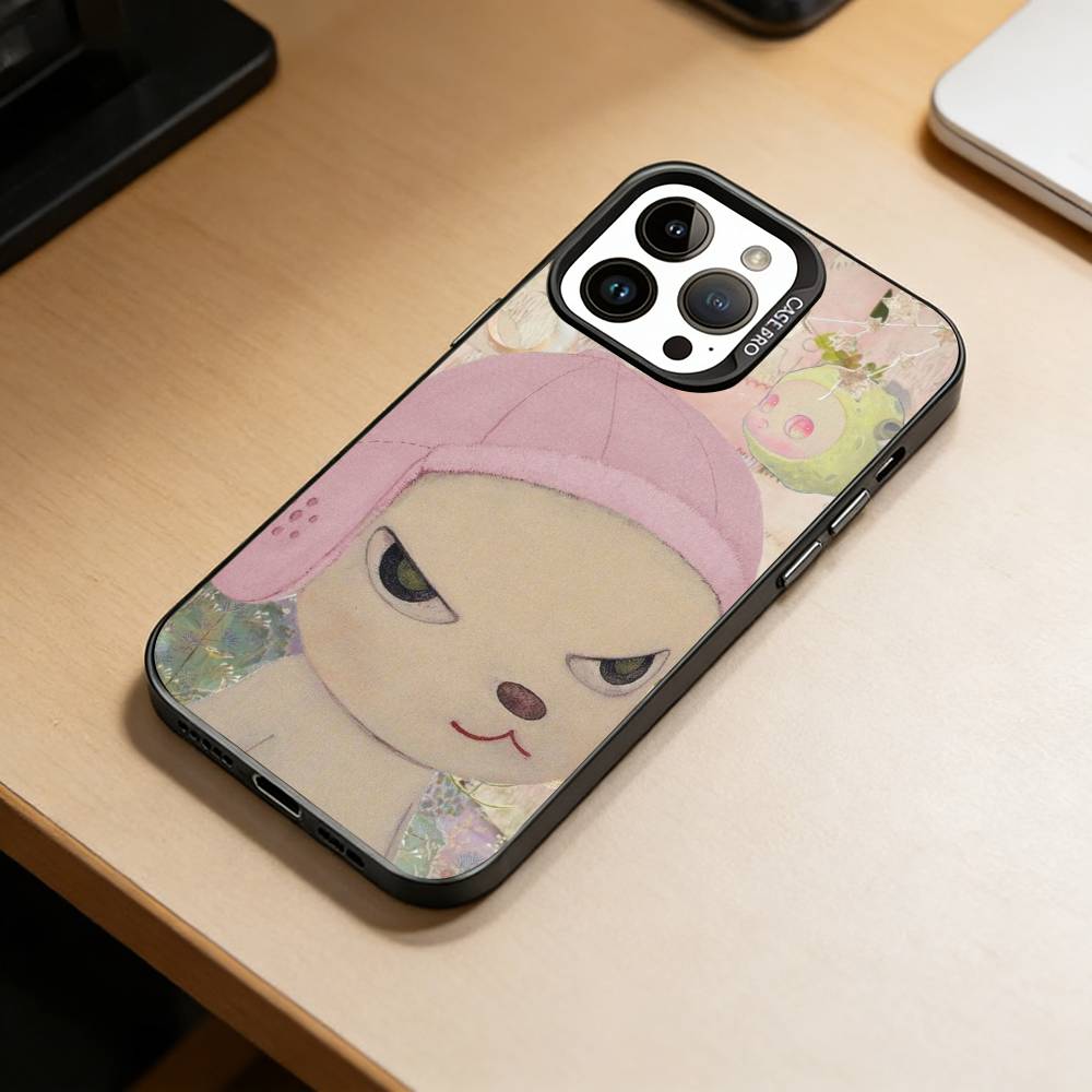 Art Toy Y-Yoshitomo -N-Nara Phone Case For iPhone 17,16,15,14,13,12,11 Plus,Pro Max,XS,Colored Silver Plated Inside Cover
