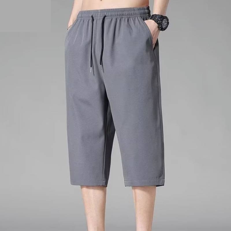 Summer Mens Ice Silk Casual Pants With Drawstring For Sports Wear And Teen Fashion