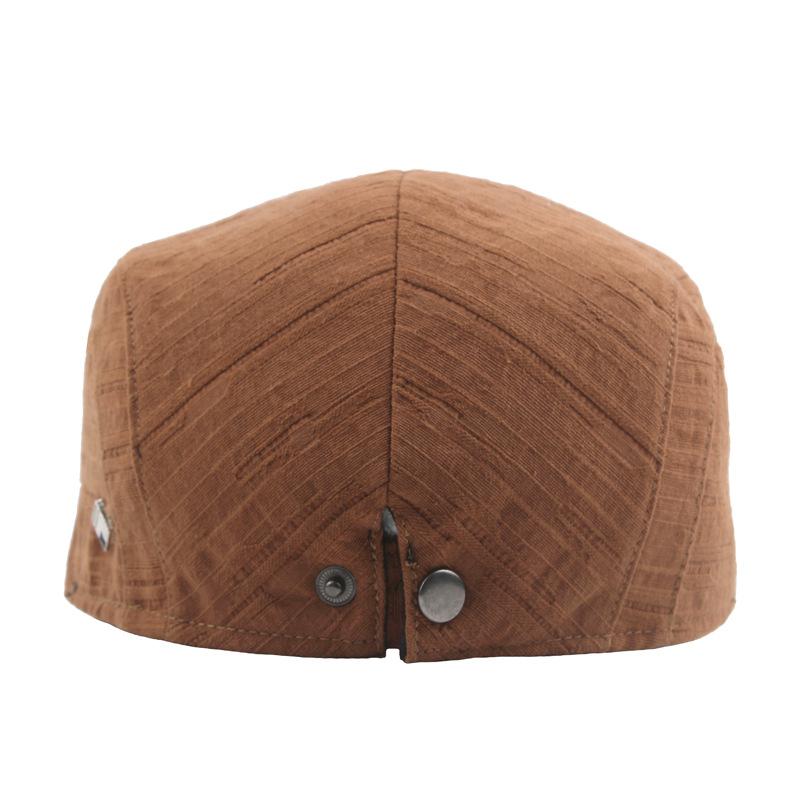 Herbst Einfarbig Herren Plissiert Gestreift Baumwolle Polyester Vorwärtskappe Jugend Britischer Stil Kappe Damen Kurze Krempe Baskenmütze