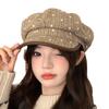 Simple Retro Striped Polka Dot Beret Korean Casual Windproof Octagonal Hat for Women Autumn and Winter Versatile Painter Hat New