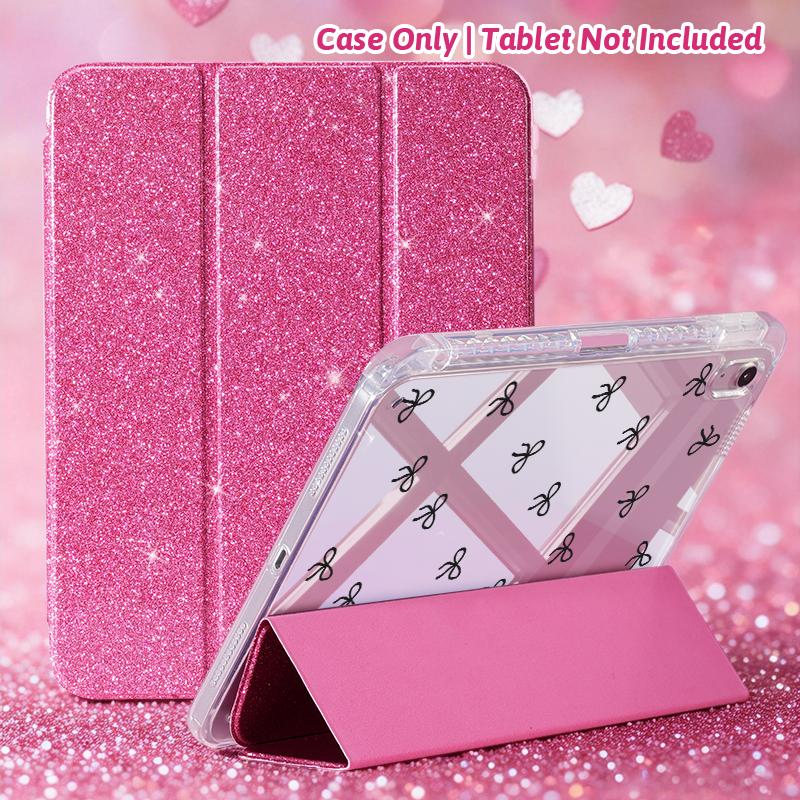 Single-pack Transparent Acrylic Tri-fold Sequined Tablet Case,For IPad Mini 6/7/9.7/10.2/10.5/Air 4/Air 5/10.9/Pro 11/10th A16