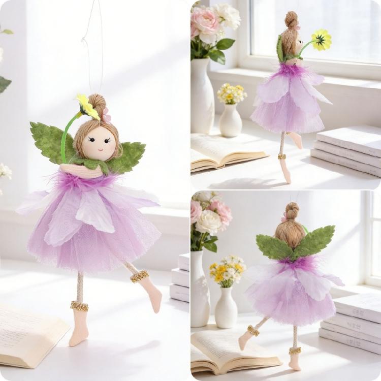 4Pcs Skirted Angel Girl Figure Pendant Hanging Ornaments for Wedding Baby Showers Birthday Parties Kid Rooms Decoration