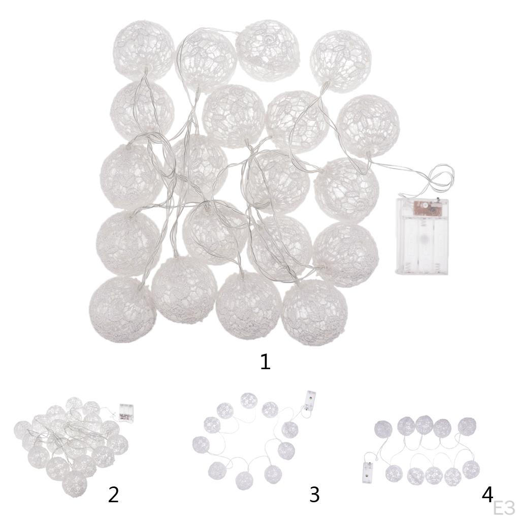 10/20 LED Lace Balls Shaped Christmas Battery Operated Fairy Bulbs Lots Home Festival