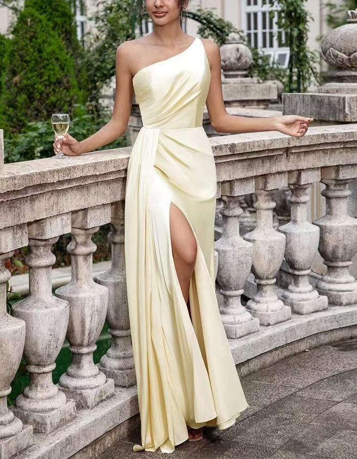European and American 2026 Summer New Off-shoulder Elegant Slim Sexy Fashion Dress for Women S
