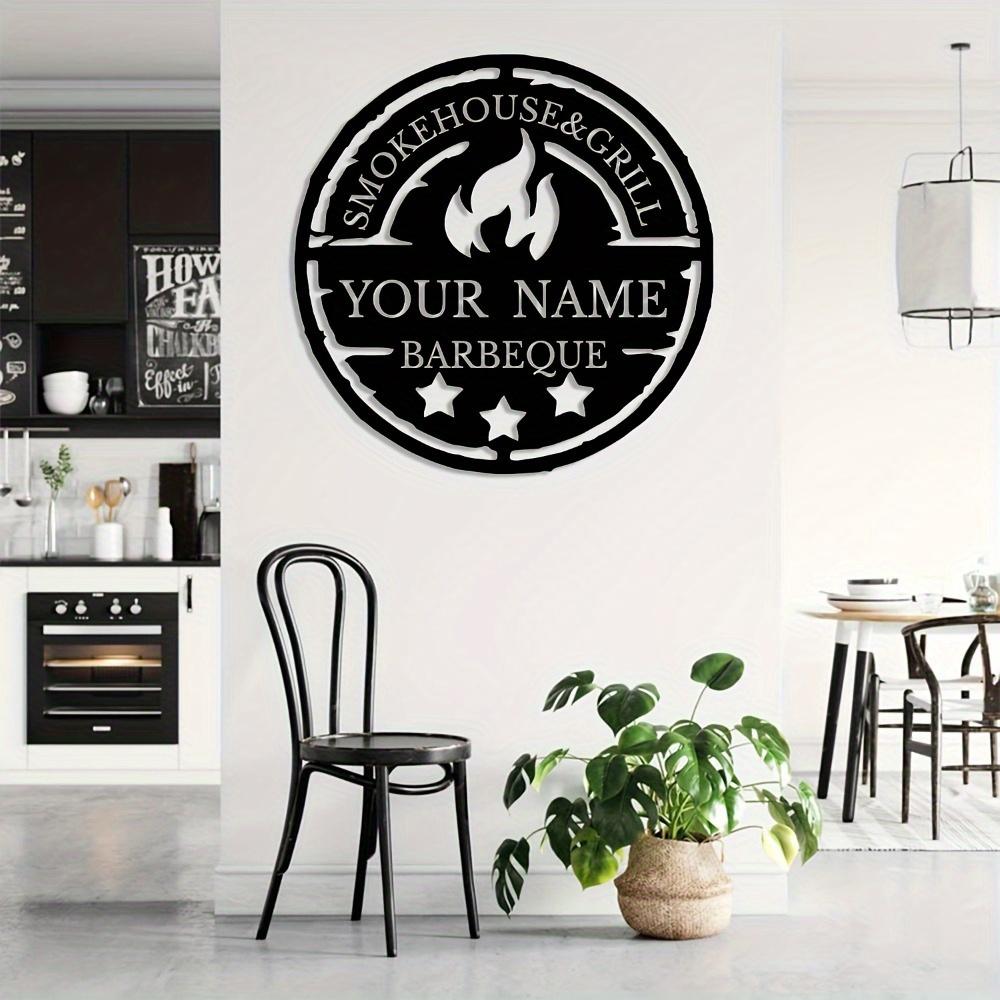 Distinct Personalized Retro Metal BBQ Sign Custom Name Grill Master Flame Star Wall Decor Outdoor
