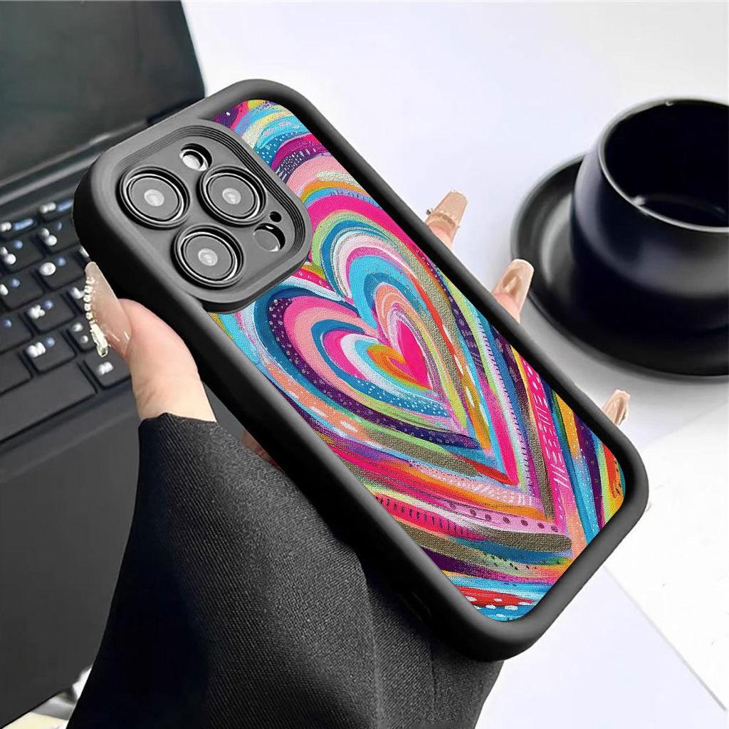 Rainbow Heart Groove Style iPhone Pro Max Case for 14/15/16/17