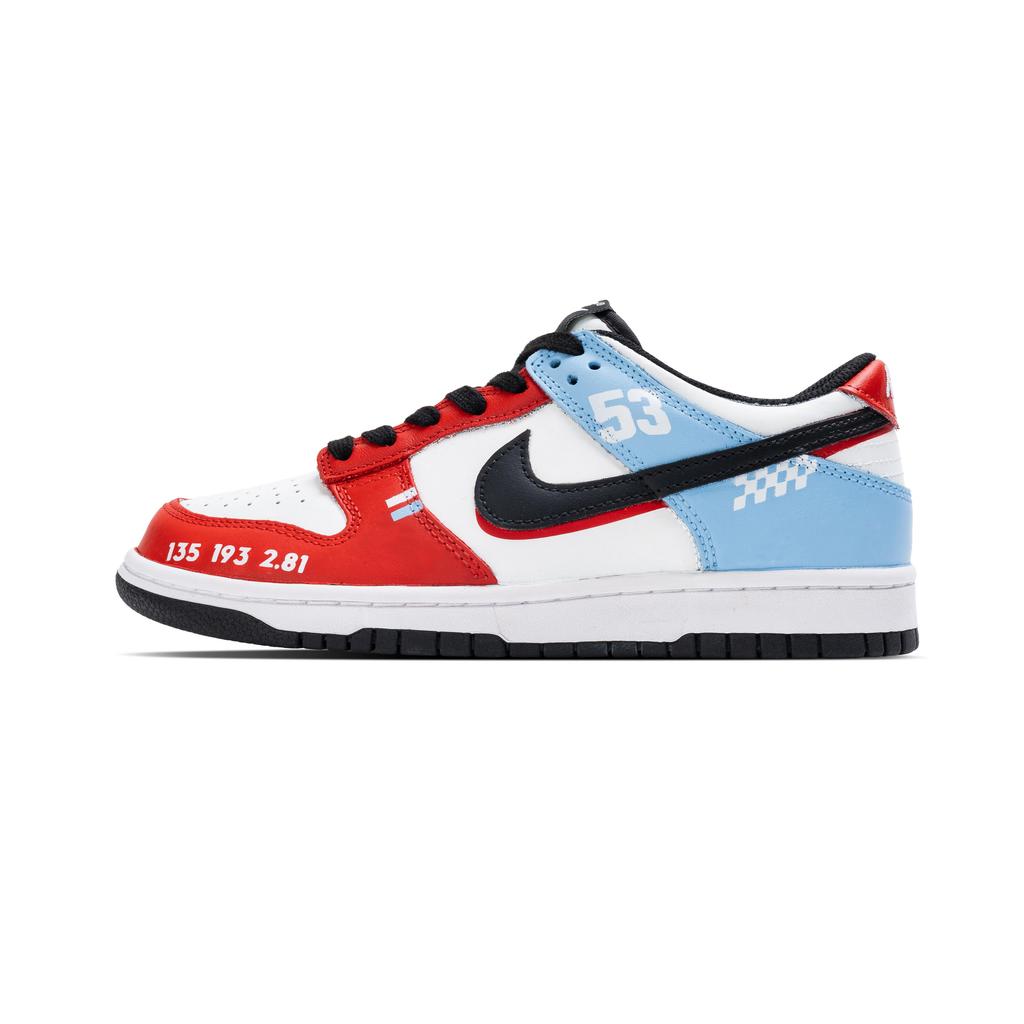 Nike Dunk Slip Resistant Abrasion Resistant Low Top Skateboard Shoes Unisex Red Blue HF5441-100(Team44-)