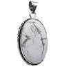 Howlite Natural Gemstone Antique Silver Plated Pendant 2" J 1625