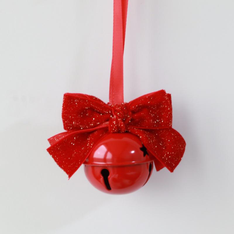 Velvet Bow & Bell Christmas Tree Ornament with Pine Cone