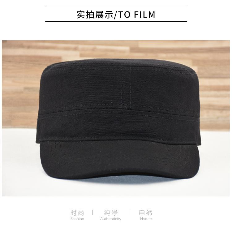 New Canvas Deepened Military Hat Spring and Summer Single-layer Fabric Military Hat Casual Fashion Men's Flat Top Hat Hat