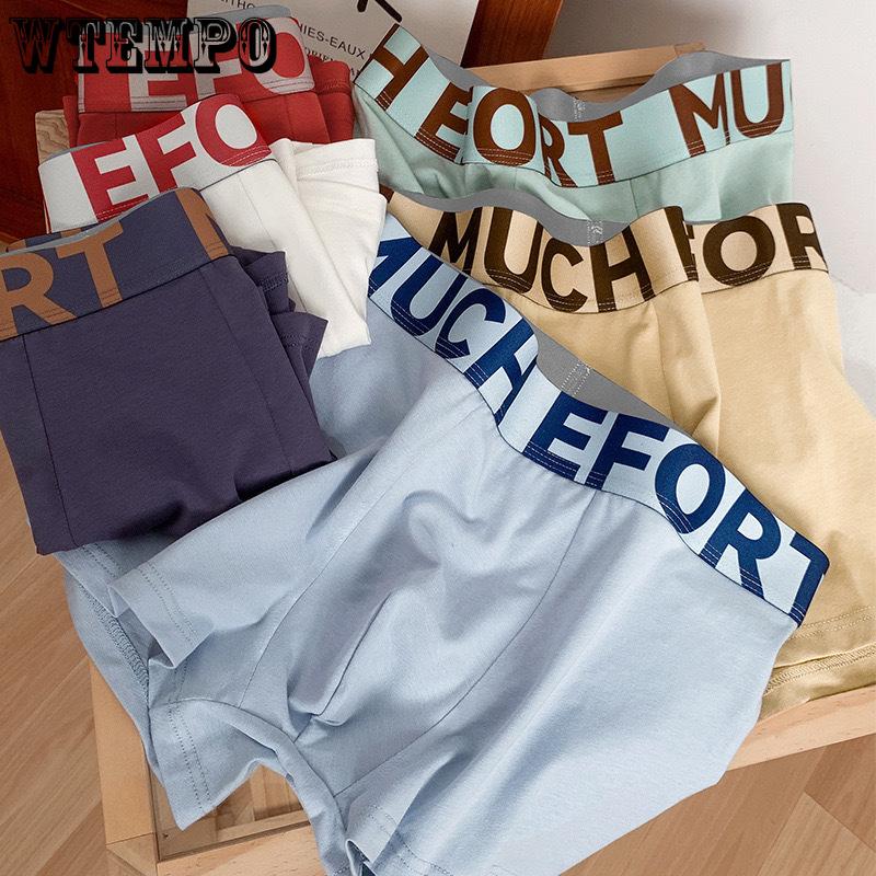 Men's Breathable Underwear Personalized Letter Four Cornered Pants Plus Size Trendy Men's Flat Cornered Pants